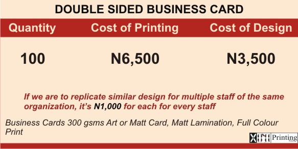 Business Card Printing & Branding Services Company In Lagos | Prices