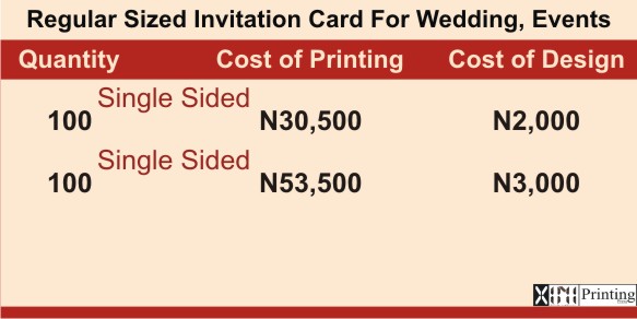 Invitation Card Printing In Lagos | Prices with Branding